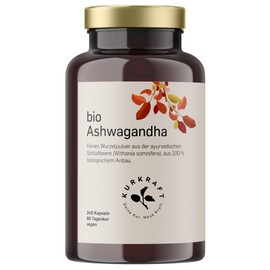 Kurkraft Original Organic Ashwagandha (240 Capsules with 660 mg Each) - High Dose with 1980 mg per Daily Dose - Vegan