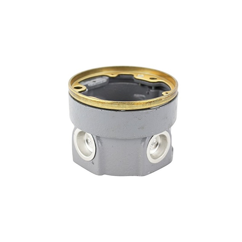 Hubbell B2519 Round Cast Floor Box, Deep, Fully Adjustable, Brass