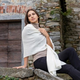 Marenza Women's stole made of mixed cashmere, made in Italy, one size, White