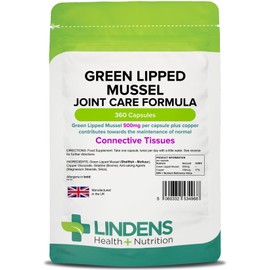 Lindens Green Lipped Mussel 500mg Capsules - 360 Pack - Joint Care Formula in Convenient, Rapid Release Capsules - UK Manufacturer, Letterbox Friendly Beige