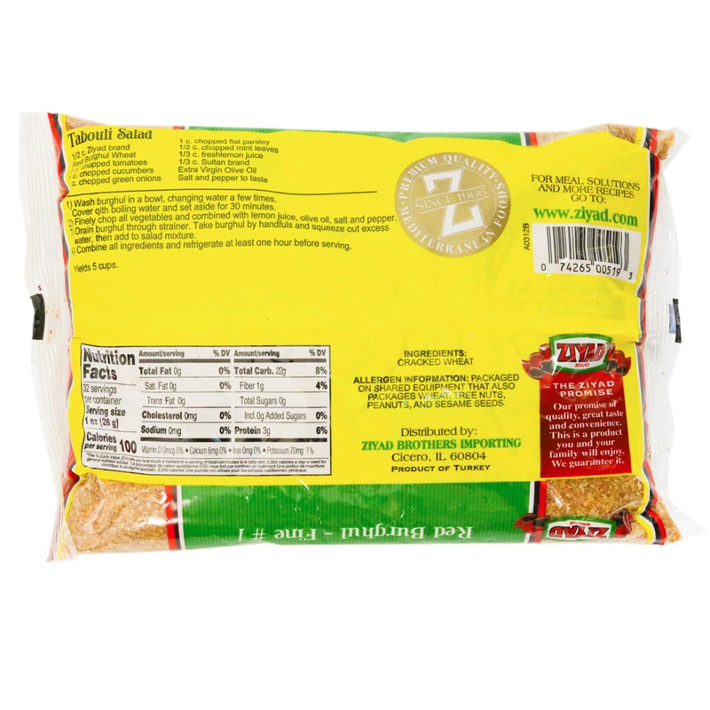Ziyad Red Wheat Bulgur – Fiber-Rich Whole Grain, Nutty Flavor