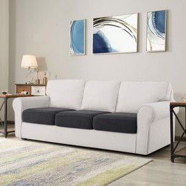 CHUN YI 3PC Stretch Couch Cushion Covers, Seat Slipcovers Replacement Suitable for Chair Loveseat Sofa with Spandex Jacquard Fabric, 3, Light Gray