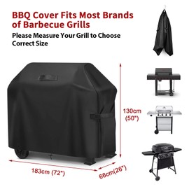 GARPROVM Grill Cover, 420D Oxford Waterproof Grill Cover Outdoor BBQ Tarpaulin, Gas Grill Rain Cover Dustproof for Weber, Brinkmann, Char Broil 183 x 66 x 130 cm