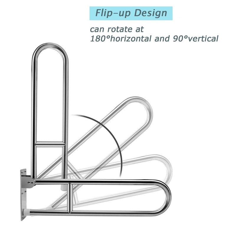 FlySkip Fold Down Grab Bar - 24" Stainless Steel Flip-Up