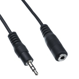 CableWholesale 3.5mm Stereo Extension Cable, 3.5mm Male to Female Nickel Plated Connectors, 26 AWG, 3.5mm Audio Extension Cable, Black, 6 feet
