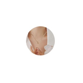 tanguan Bubble Letter Necklace Gold 18K Gold Plated Necklace Initial Necklaces for Women Girls, 31*39MM, Brass, No Gemstone