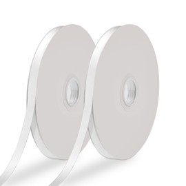LELE LIFE 2 Rolls White Satin Ribbon 3/8" X 100 Yards, 200 Yards Double Faced Thin Silk Ribbon for Gift Wrapping Crafts Flower Bouquet Bows Party Wedding Christmas (White)