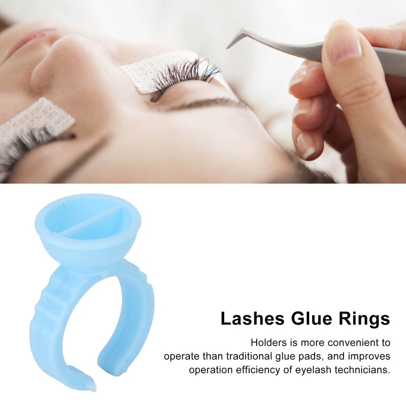 100PCS Glue Rings, Blue Remove Excess Glue Eyelash Extension Cups