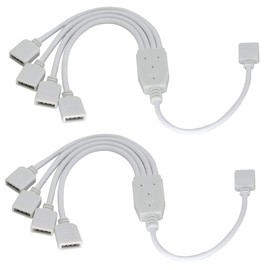 HCFeng 4 Pins Y-Splitter Cable 4 Pin Y Splitter 4 Way LED Splitter Cable Flex LED Strip Connector for SMD 5050 3528 2835 RGB LED Light Strip [30cm/12inch] [white-4way]