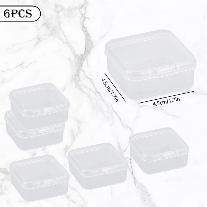 Lotsdonxia Set of 6 Small Rectangular Plastic Containers with Lids,