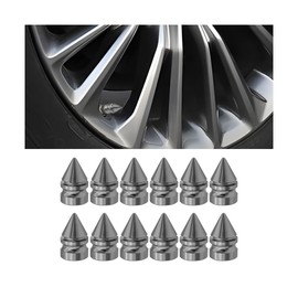 AICEL Car Tire Valve Caps, 12PCS Aluminum Alloy Spiked Vehicle Wheel Air Stem Covers, Dustrpoof Automotive Tyre Pressure Decoration Accessories, Universal for Bikes Truck Motorcycles(Gray)