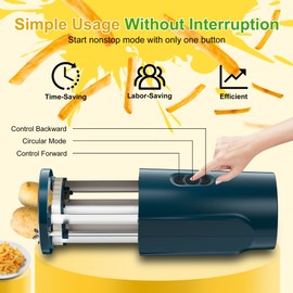 AZXILE Electric French Fry Cutter, Automatic Professional Potato Stainless Steel Cutter with 1/2 & 3/8 Inch Blade for Potatoes, Carrots, Vegetable (GREEN)