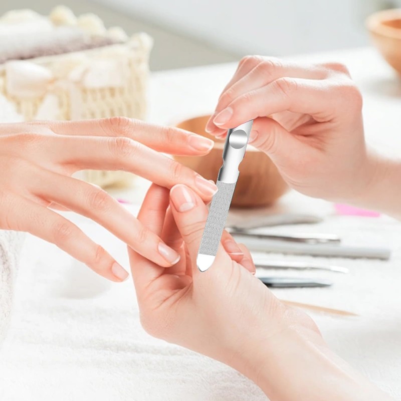 Professional Double-Sided Nail Files, Glass Manicure Stick with Non-Slip Handle,