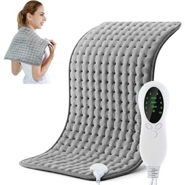 Almohadilla Trmica, Cobijas Elctricas para Alivio de Dolores de Espalda, Hombros y Cuello, 12 x 24 Compresa Caliente Electrica de 3 Temporizador con  