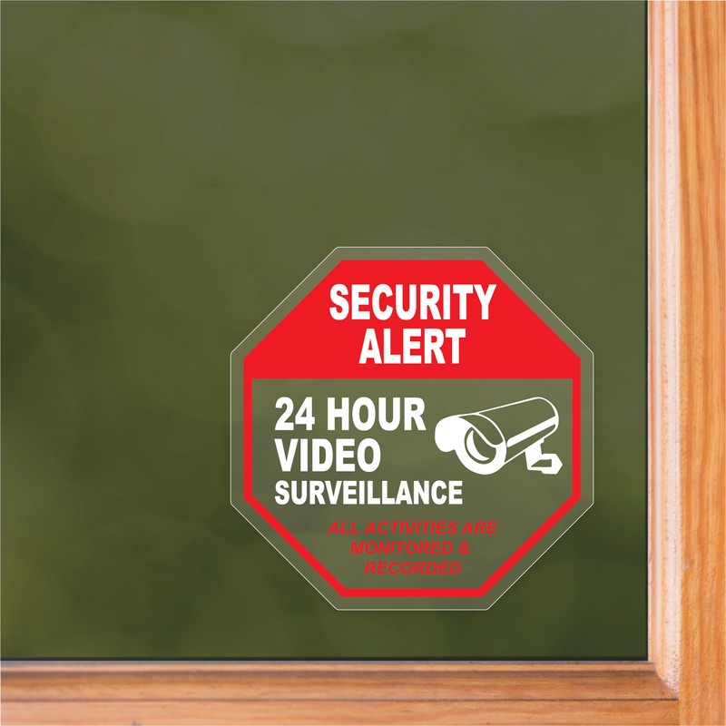 Security Alert 24 Hour Surveillance Front Static Cling by Magnet