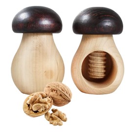 Smart Planet Set of 2 Nutcracker Walnuts in Mushroom Shape - Rustic Nut Cracker Made of Solid Beech Wood with Screw Thread - Decorative Nutcracker