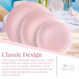 DISPOSABLE DINNER PLATES | 40 pc | Heavy Duty Plastic Dishes | Elegant Fine China Look | Opulence – Blush (10.25”)