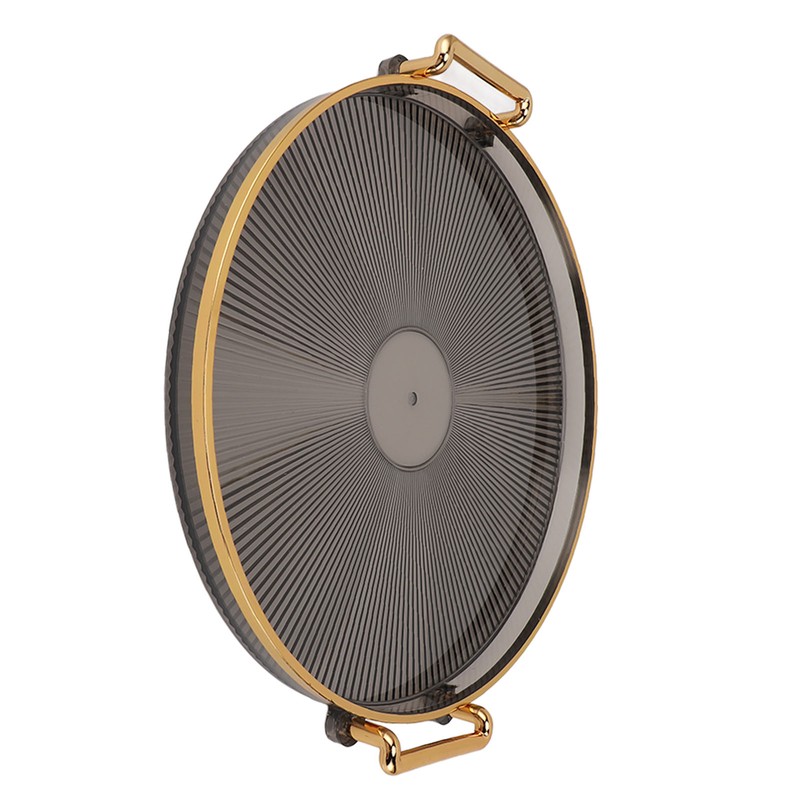 Round Tray with Gold Handle Elegant Multi Functional Golden Rim