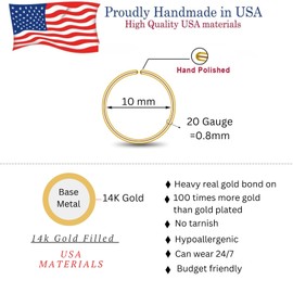 LUCKYJEWUS Small Gold Nose Ring Hoop for Women, 14k Gold Filled or 925 Sterling Silver - Thin Dainty Nose Piercing Hoop 10mm 20G