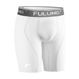 FULUMO Boys'Compression Shorts Youth Athletic Base Layer for Sports, Basketball, Soccer, Running, Quick-Dry Shorts Ages 4–15 True White