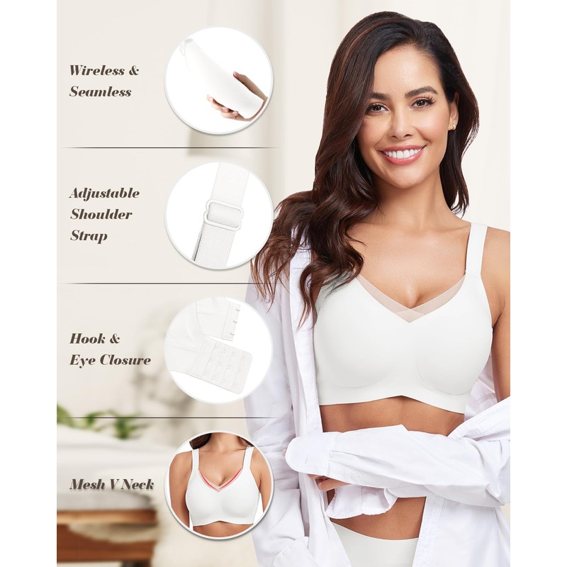 WOWENY Women's Bra Without Underwire Padded Non-Wired Bra Push Up