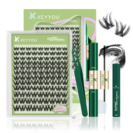 KEYYOU LASH Extension Kit 108Pcs Angel Lash Clusters Kit Thick Eyelash Extension Kit with Glue and Seal,Tweezers,Remover for DIY lash extension kit at Home（Kit-Angel A01-D-8-18MIX）