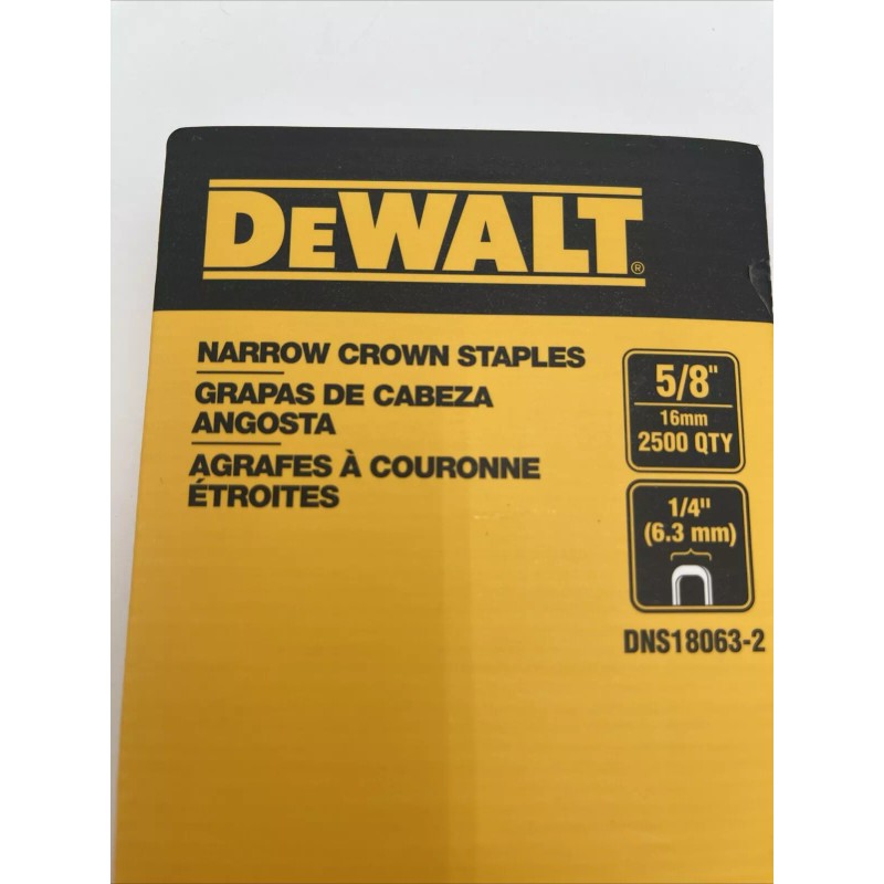 DeWalt 18 GA 5/8" Long 1/4" Narrow Crown Staples 2500