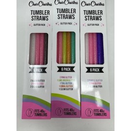CharCharms ' CHARCHARMS ' 30OZ. TUMBLER STRAWS ' 3 BOXES - LOT OF 18 STRAWS ' GLITTER PACKS