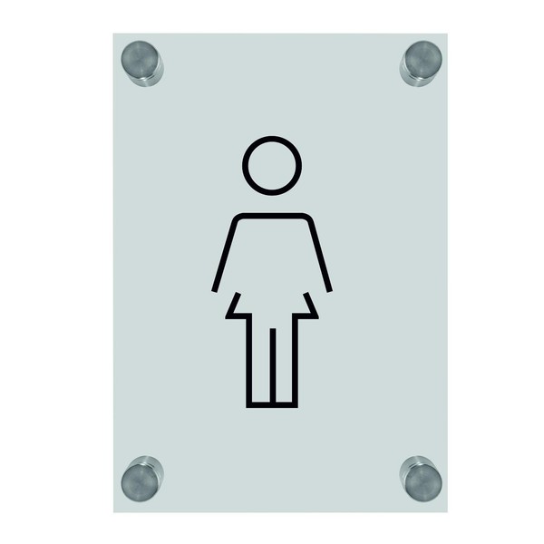 OptiV Clear Acrylic Female Toilet Sign by ViroDisplay® – 140