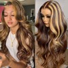 Loyom Highlight Ombre Lace Front Wig Human Hair Pre Plucked