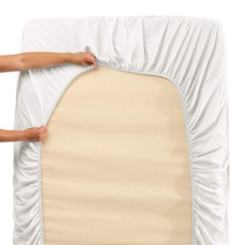 Hearth & Harbor Extra Deep Pocket Full Size Sheets Set - 4 Piece Hotel Luxury Bed Sheets Set Fits Up to 24" Mattress - Ultra Soft Luxury Bed Sheet Set - Soft & Breathable, White