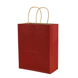 Urier 25 Pieces Kraft Paper Bags with Handles,Food Gift Bags,Red Paper Bags Lunch,Bulk Gift Bags with Handles for Wedding Birthday Party Bags Shopping Craft Gift Bags (Red)