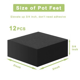 vensovo Invisible Rubber Pot Feet – Square Non-Slip Risers Elevate 3/4 Inch for Drainage & Airflow, 6 Pack Solid Pot Risers for Indoor & Outdoor Planters, Garden, Patio, Deck Use (2" Size)