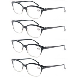 Women Reading Glasses 2.5 4 Pair Stylish Ladies Readers with Comfort Spring Hinge Pattern Design Pouch Included Black
