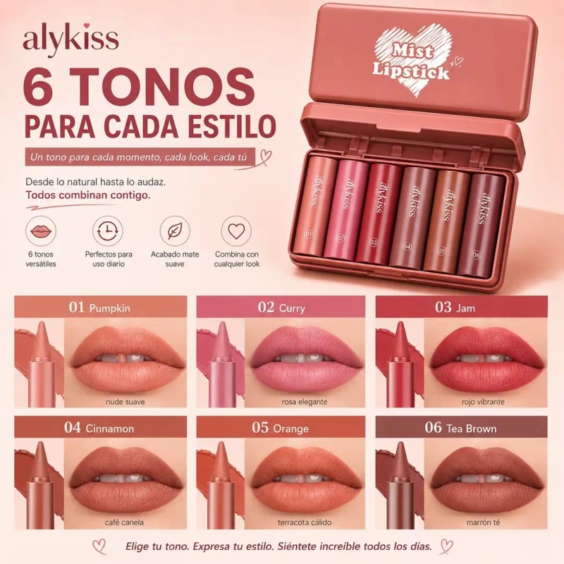 Set De 6 Labiales Labial Mate Labial A Prueba De