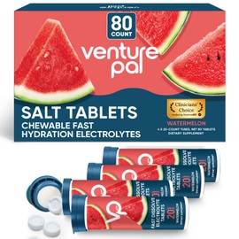 Venture Pal Tabletas de electrolitos masticables, 80 unidades, tabletas de sal en barra de disolución rápida sin azúcar - Paquete variado para...     