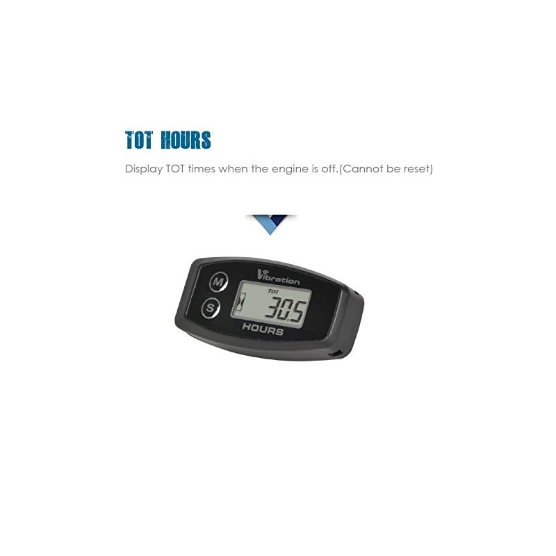 Jayron Digital Wireless Hour Meter,Vibration Activation,Maintenance Reminder,Resettable Job Timer,User Lock