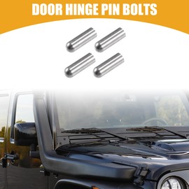Partuto Door Hinge Pin Bolts - Car Door - for Jeep Wrangler JK JKU JL JLU 4-Door and 2-Door 2007-2021 Metal Plastic Silver Tone Black - 16 Pcs