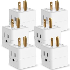 Fosmon 3 Outlet Wall Adapter Cube Tap, 6 Pack, 90 Degree Wall Tap Triple Power Adapter, Outlet Splitter 3 Prong, Multi Plug Outlet, 3 Way Plug Adapter, Outlet Extender for Home or Travel, ETL Listed