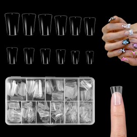 504pcs Duck Nail Tips, Short Clear Press on Nails Full Cover Acrylic Duck Tips 12 Sizes Box-Packed, Flexible and Long-Lasting Supplies for Extensions Professional Home Diy & Salon Use