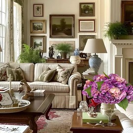 YalzoneMet 3 Pcs Pink Purple Hydrangea Artificial Flower Real Touch 21'' Long Stem Big Bloom Macrophylla Hydrangea for Wedding Baby Shower Flower Arrangement Spring Home Kitchen Table Decor