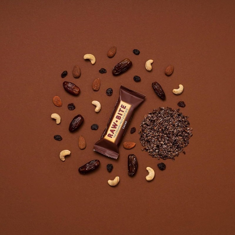 【8個セット】 有機ローバイト カカオ 50g オーガニック エナジーバー デーツ＆ナッツ チョコ風味 無添加 ヴィーガン