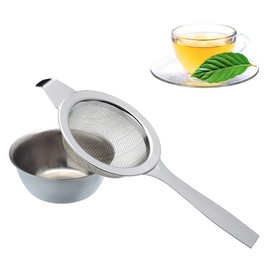 Tea Strainer, Fine Mesh Strainer with Drip Bowl, Fine Mesh Flour Sieve, Mini Sieve, Stainless Steel Teas Fine Mesh Strainers for Sifting Dry Ingredients, Flour, Tea