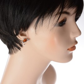 Amber Earrings - Baltic Honey Amber Dangling Earrings "Dolphins" - Sterling Silver Jewelry Collection