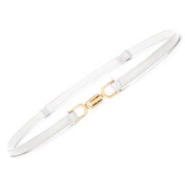 VONMELLI Ladies Thin Waist Belts for Women Faux Leather Skinny Belt for Dresses Fashion Adjustable Slim Belt White