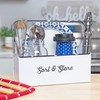 AuldHome Design Enamelware Rustic Caddy w/Handle, Distressed White Farmhouse Sort