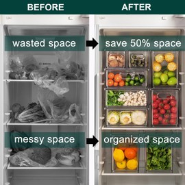 LALASTAR Refrigerator Organizer Bin with Pull-out Drawer, Large Fridge Organizer and Storage Clear, Stackable Pantry Organizer with Handle, BPA Free, 1 Pack, 6.34QT