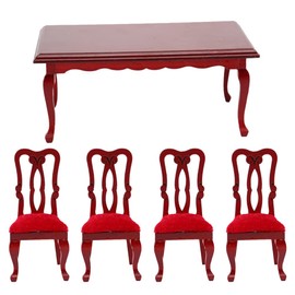 Toddmomy Wooden Dollhouse Furniture Set Mini Miniature Dollhouse Table and Chairs Dollhouse Accessories Fairy Garden Furniture of Dining Room