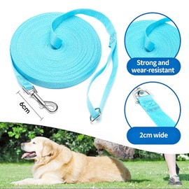 BAAPET 15/20/30/50/100 ft Long Dog Training Leash with Clickers for Small, Medium and Large Dogs or Cats (20 Feet, SkyBlue)