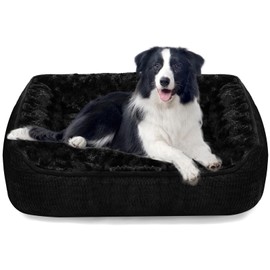 Muecleao Dog Bed for Medium Small Dogs, Rectangle Washable Orthopedic Dog Bed, Soft Calming Sleeping Puppy Bed Durable Pet Sofa with Anti-Slip Bottom
